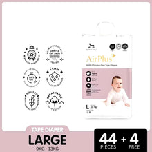 Load image into Gallery viewer, Applecrumby AirPlus 100% Chlorine-Free Tape Diapers