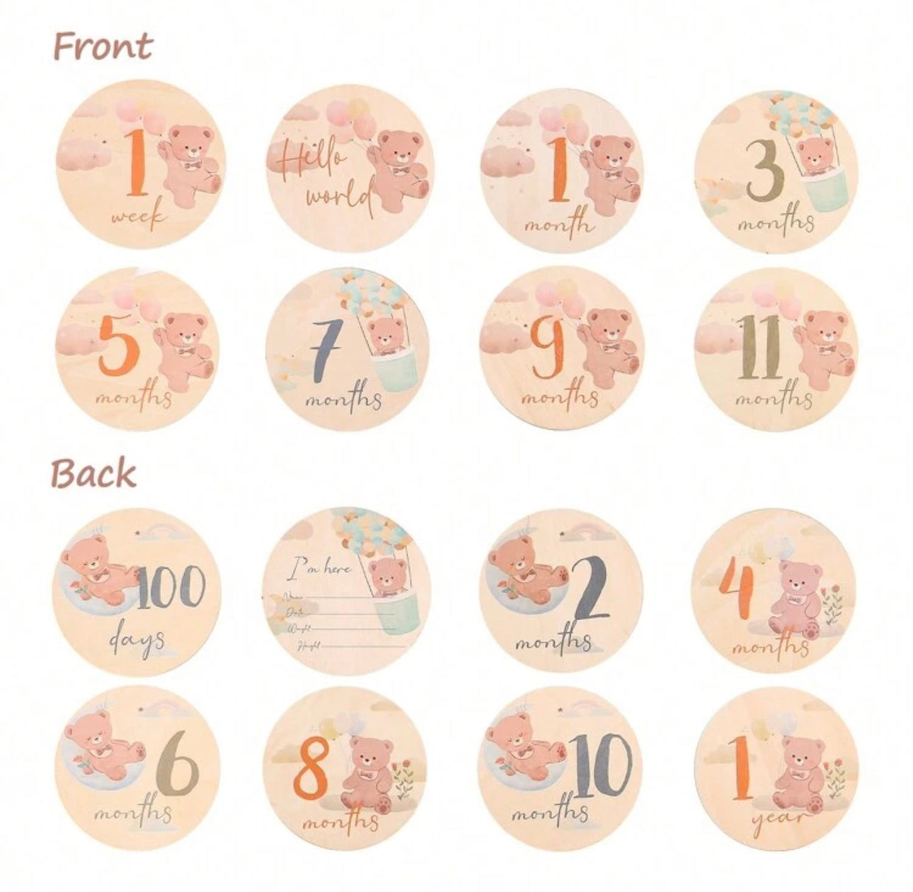 Blooming Wisdom Wooden Round Milestone Set (Double sided) – Urban Mom