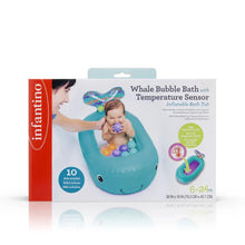 Load image into Gallery viewer, Infantino Whale Bubble Bath with Temperature Sensor Inflatable Bath Tub (Teal)