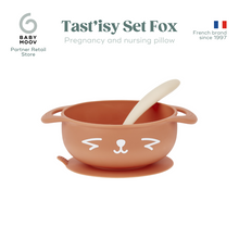 Load image into Gallery viewer, Babymoov First ISY 3-Piece Silicone Bowl, Spoon & Bib Baby Weaning Set