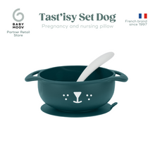 Load image into Gallery viewer, Babymoov First ISY 3-Piece Silicone Bowl, Spoon & Bib Baby Weaning Set