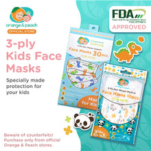 Load image into Gallery viewer, Orange and Peach Disposable Protective 3-ply Face Mask for Kids 30pcs
