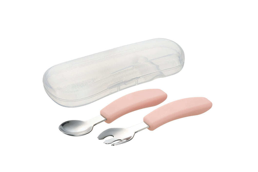 Richell Stainless Steel Easy-Grip Spoon & Fork w/ Case