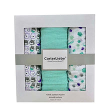 Load image into Gallery viewer, Carter Liebe 3pcs. Cotton Muslin Swaddle Blankets