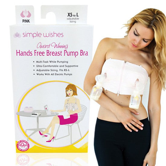 Simple Wishes Hands Free Pumping Bra Adjustable Sizing - Pink/XS-L