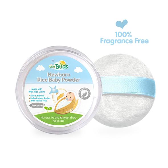 Tiny Buds Newborn Rice Baby Powder with Puff 70g