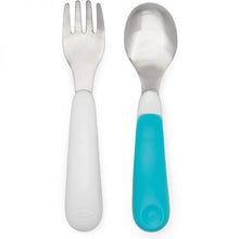 Load image into Gallery viewer, Oxo Tot On The Go Fork And Spoon Set With Carrying Case