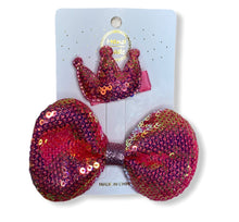 Load image into Gallery viewer, Handmade Crown & Ribbon Clips