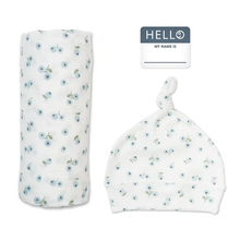 Load image into Gallery viewer, Lulujo Baby Bamboo Bonnet & Swaddle Set