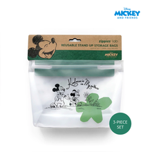 Load image into Gallery viewer, Zippies Lab Mickey Hello Green World Reusable Standup Bags (Set of 3)