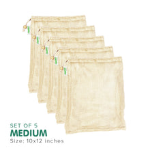 Load image into Gallery viewer, Zippies Cotton Mesh Produce Bags Pack of 5