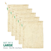Load image into Gallery viewer, Zippies Cotton Mesh Produce Bags Pack of 5