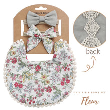 Load image into Gallery viewer, Blooming Wisdom Chic Bib & Bows Set