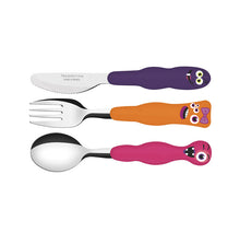 Load image into Gallery viewer, Tramontina Monster Kids 3-Piece Cutlery Set