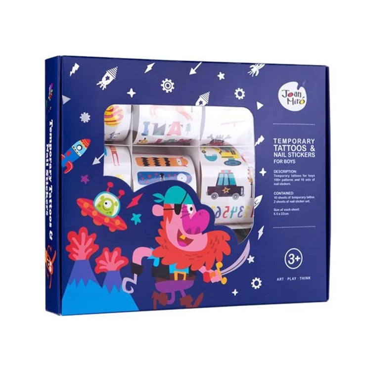 Joan Miro Temporary Tattoos and Nail Sticker Blue