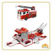 Load image into Gallery viewer, Kiddora 2-in-1 Fire Truck &amp; Station Set
