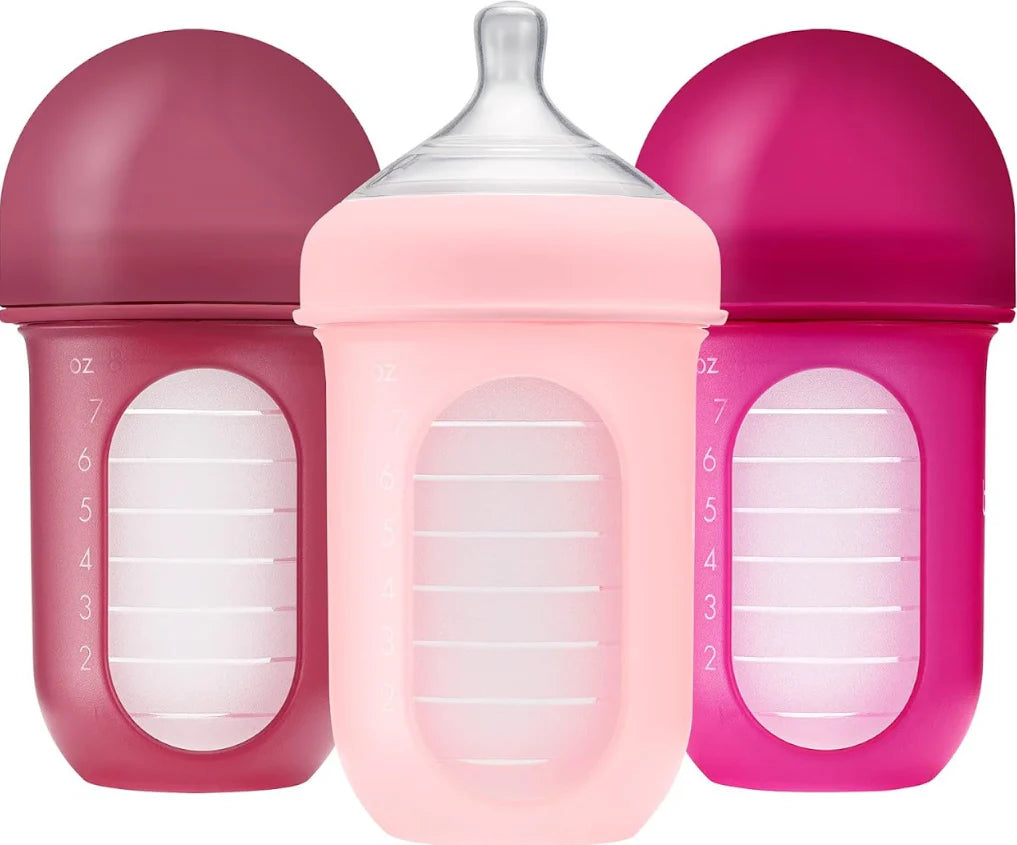 Boon Set of 3 Nursh Silicone Baby Feeding Bottle (with Pouches) 8oz