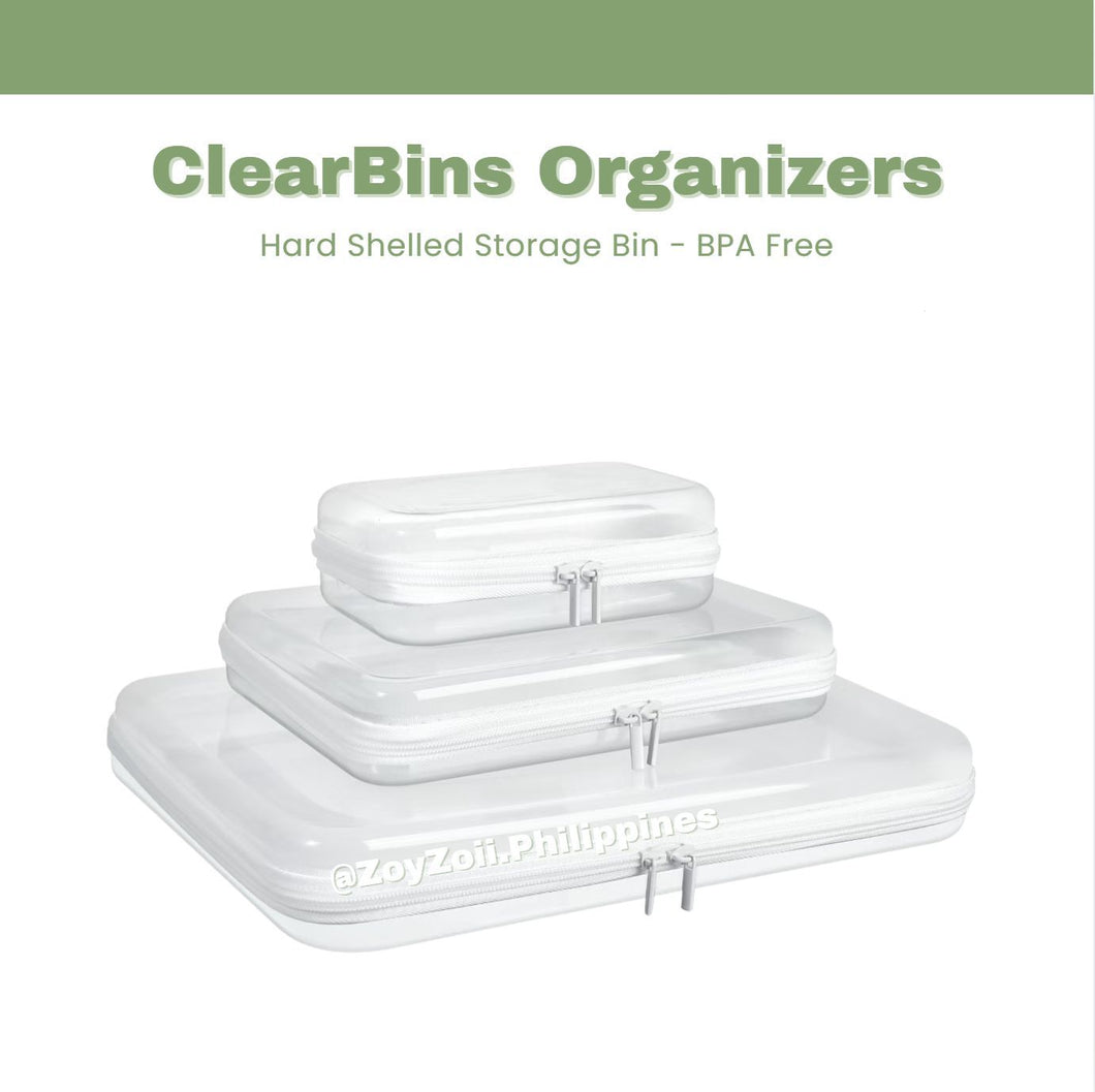 ClearBins Hard Shelled Clear Organizers (S+M+L)