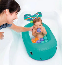 Load image into Gallery viewer, Infantino Whale Bubble Bath with Temperature Sensor Inflatable Bath Tub (Teal)
