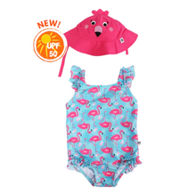 Load image into Gallery viewer, Zoocchini Snap Swimsuit &amp; Sunhat Set
