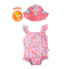 Load image into Gallery viewer, Zoocchini Snap Swimsuit &amp; Sunhat Set
