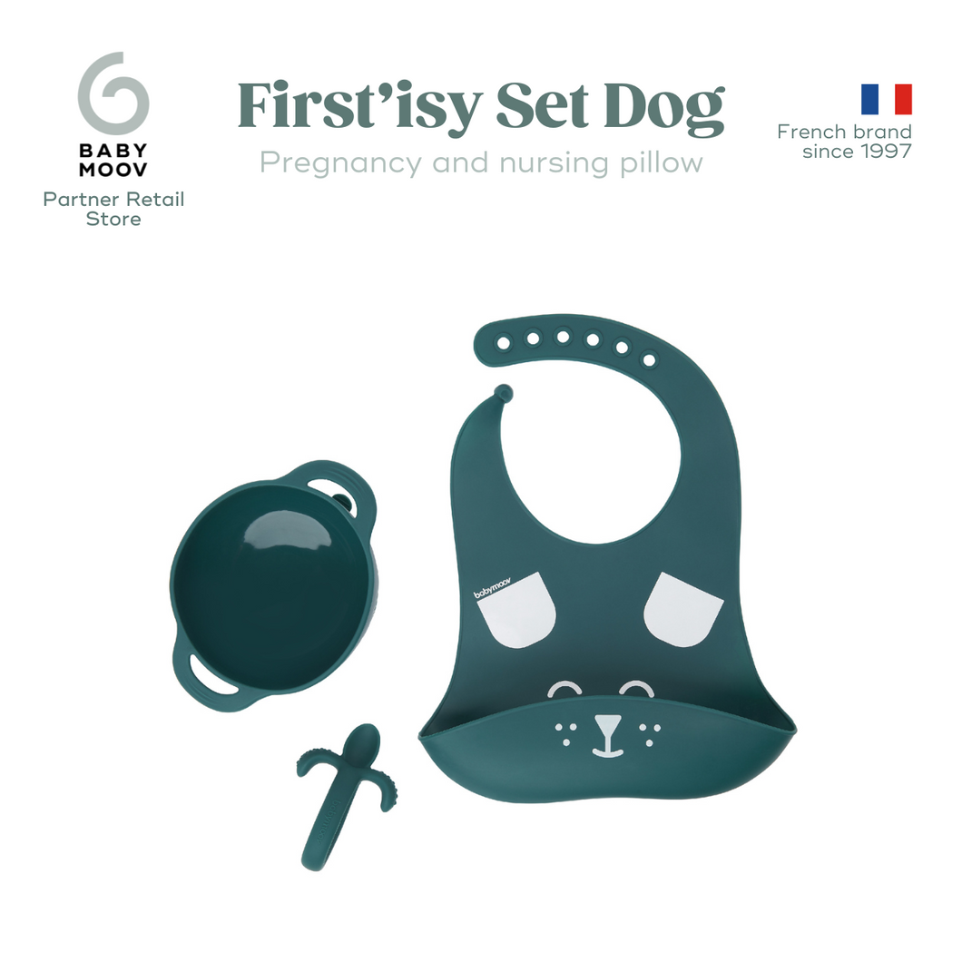Babymoov First ISY 3-Piece Silicone Bowl, Spoon & Bib Baby Weaning Set
