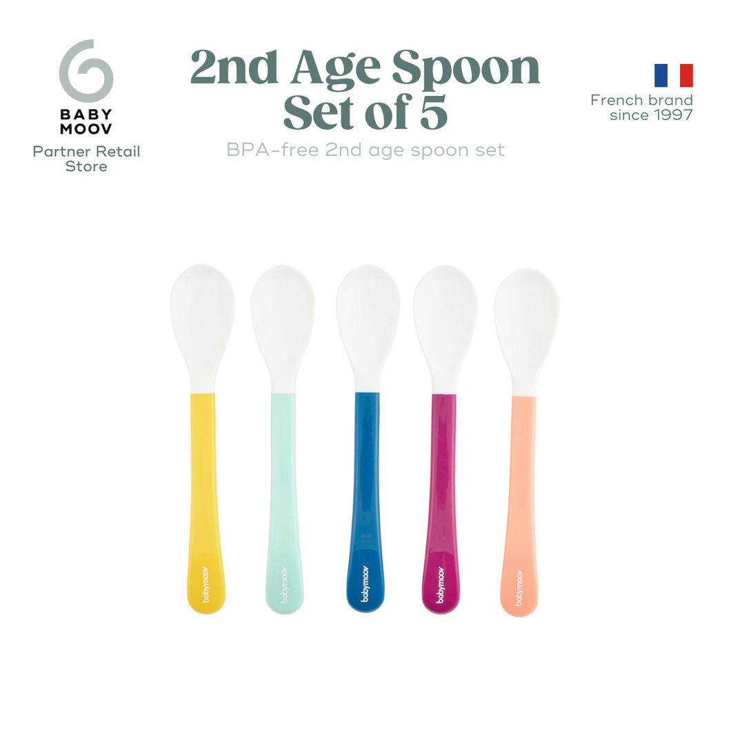 Babymoov - 2nd Age White Head Spoons (Set of 5)