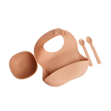 Load image into Gallery viewer, Tots &amp; Kisses - Silicone Meal Set - Bib, Bowl, Spoon &amp; Fork
