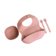 Load image into Gallery viewer, Tots &amp; Kisses - Silicone Meal Set - Bib, Bowl, Spoon &amp; Fork

