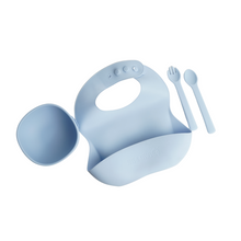 Load image into Gallery viewer, Tots &amp; Kisses - Silicone Meal Set - Bib, Bowl, Spoon &amp; Fork
