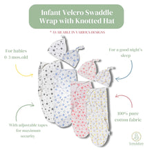 Load image into Gallery viewer, Infant Velcro Swaddle Wrap with Knotted Hat
