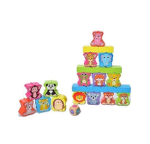 Load image into Gallery viewer, Wooden Animal Building Blocks Tower
