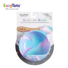 Load image into Gallery viewer, EasyTots Unicorn Suction Bowl and Bamboo Spoon Set
