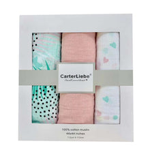 Load image into Gallery viewer, Carter Liebe 3pcs. Cotton Muslin Swaddle Blankets
