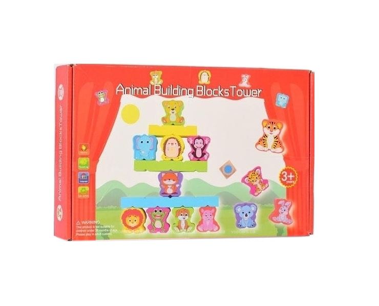 Wooden Animal Building Blocks Tower