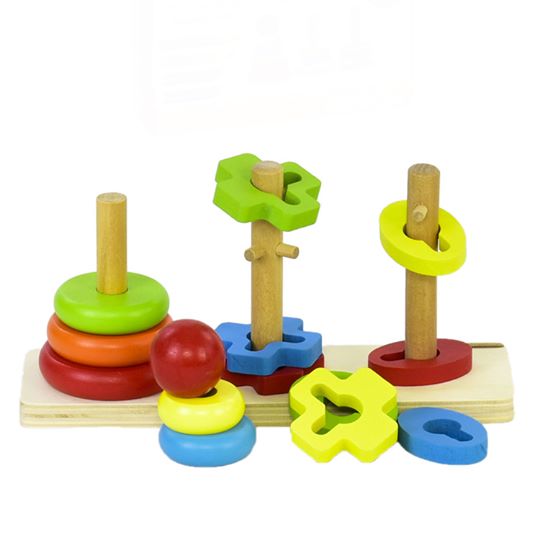 Wooden 3 in 1 Rainbow Tower