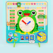Load image into Gallery viewer, Wooden Multi-Functional Wooden Calendar Clock Frog
