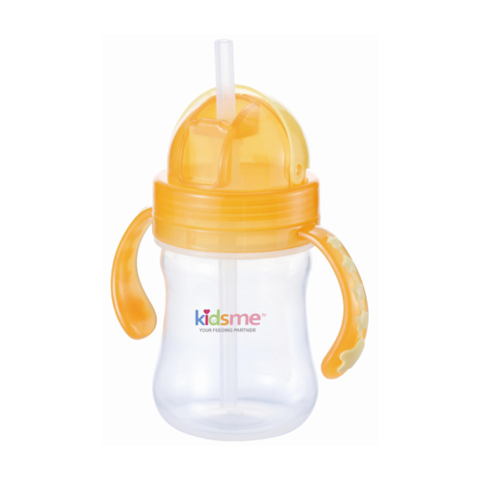 Kidsme Straw Training Cup 180ml - Clear/Orange