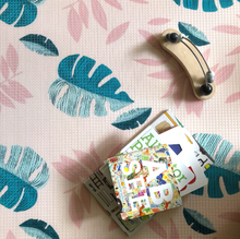 Load image into Gallery viewer, Play with Pieces - Pink Leaf/Geo Play Mat
