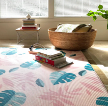 Load image into Gallery viewer, Play with Pieces - Pink Leaf/Geo Play Mat
