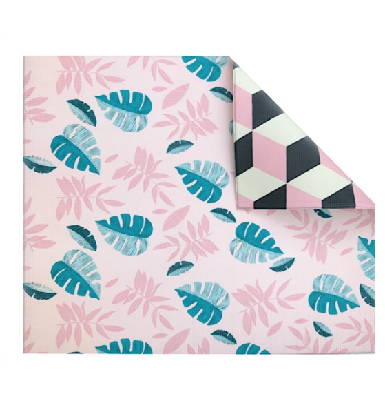 Play with Pieces - Pink Leaf/Geo Play Mat