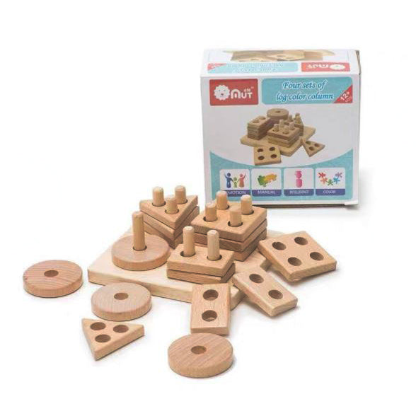Wooden Four Sets of Log Color Column