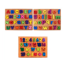 Load image into Gallery viewer, Wooden Embossed Puzzle Letter &amp; Number
