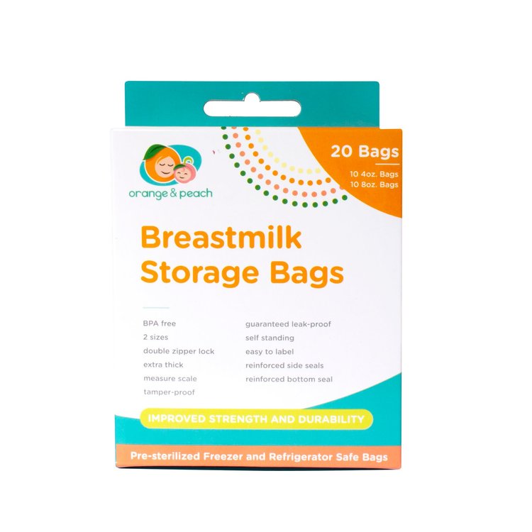 Orange and Peach Breastmilk Storage Bags 20's - 4 oz and 8 oz - Combi