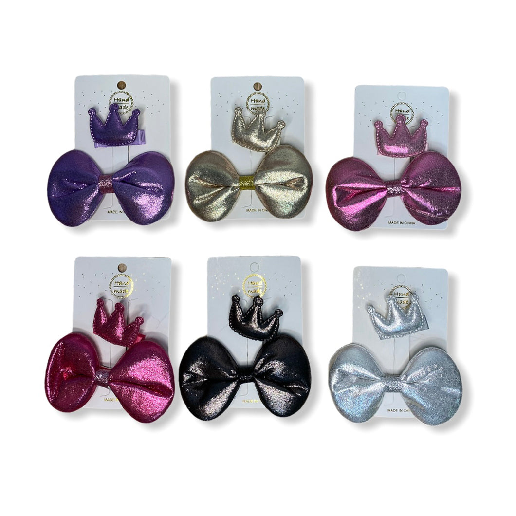 Handmade Crown & Ribbon Clips - Bundle set of 6