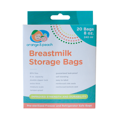 Orange and Peach Breastmilk Storage Bags 8oz