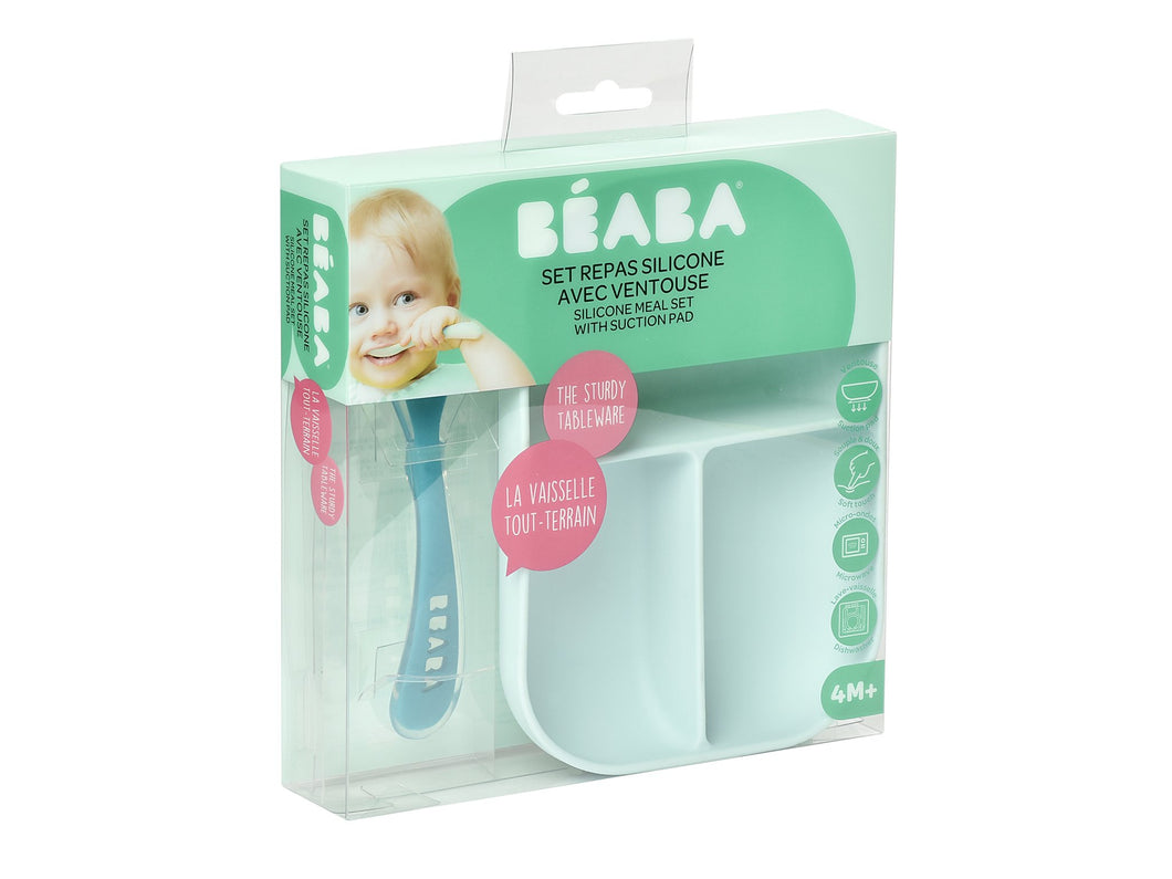 Beaba Silicone Suction Divided Plate + 2nd Stage  Spoon
