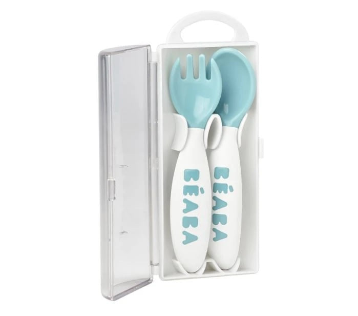 Beaba 2nd-Age Training Fork & Spoon Set with Case