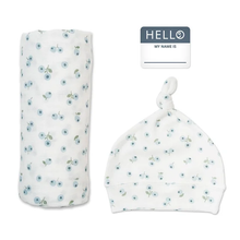 Load image into Gallery viewer, Lulujo - Hello, World! Matching Swaddle &amp; Hat Sets
