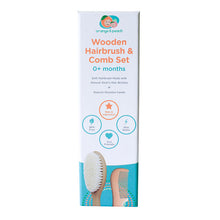 Load image into Gallery viewer, Orange &amp; Peach Wooden Hairbrush Set with Comb
